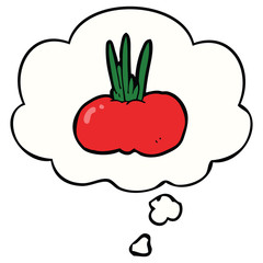 cartoon vegetable and thought bubble