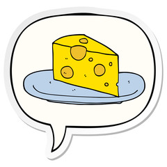 cartoon cheese and speech bubble sticker