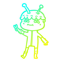 cold gradient line drawing friendly cartoon spaceman