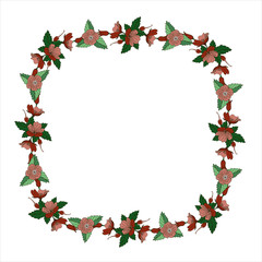 Wreath of flovers, can be used as greeting card, invitation card for wedding, birthday and other holiday and summer background