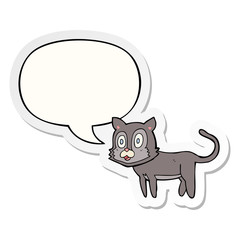 happy cartoon cat and speech bubble sticker