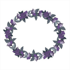 Wreath of flovers, can be used as greeting card, invitation card for wedding, birthday and other holiday and summer background
