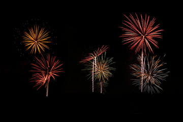 Fototapeta premium Colorful Fireworks Exploding in the Dark Night Sky 07