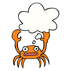 cartoon crab and thought bubble