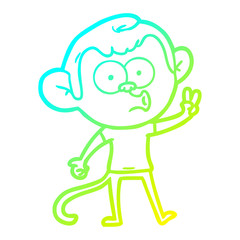cold gradient line drawing cartoon hooting monkey