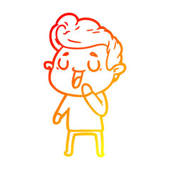 warm gradient line drawing happy cartoon man