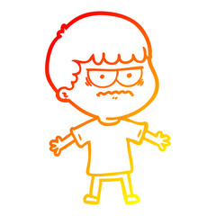 warm gradient line drawing cartoon angry man