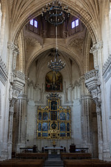 Fototapeta na wymiar Toledo / Spain - April 30 / 2019 : view of the altar from inside of monasterio san juan de los reyes