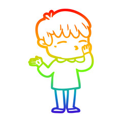 rainbow gradient line drawing cartoon curious boy