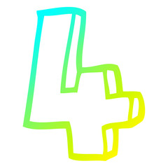 Obraz premium cold gradient line drawing cartoon number four