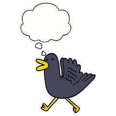 cartoon duck running and thought bubble
