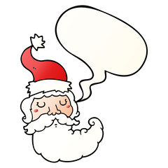 cartoon santa face and speech bubble in smooth gradient style