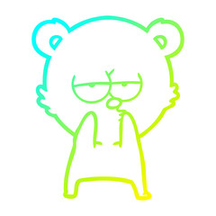 cold gradient line drawing bored bear cartoon