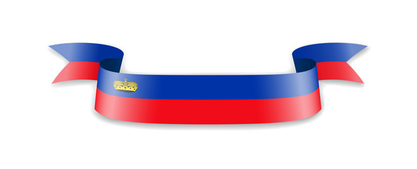 Liechtenstein flag in the form of wave ribbon.