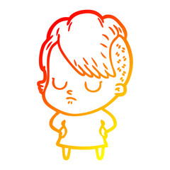 warm gradient line drawing cartoon woman