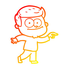 warm gradient line drawing cartoon happy man