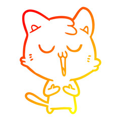warm gradient line drawing cartoon cat singing