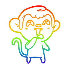 rainbow gradient line drawing crazy cartoon monkey