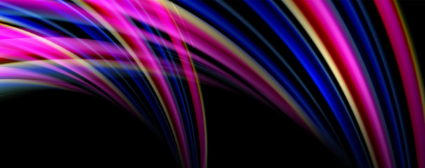 Fluid color waves with light effects, vector abstract background