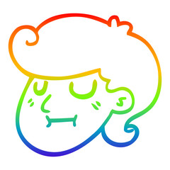 rainbow gradient line drawing cartoon girls face