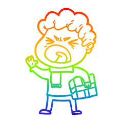 rainbow gradient line drawing cartoon furious man