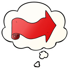 cartoon pointing arrow and thought bubble in smooth gradient style