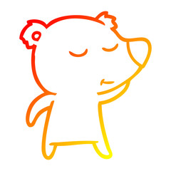 warm gradient line drawing happy cartoon bear