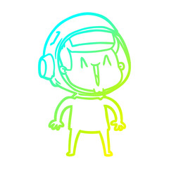 cold gradient line drawing happy cartoon astronaut