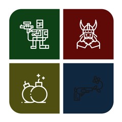 Set of war icons such as Paintball, Viking, Bomb, Gun , war