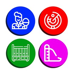 Set of action icons such as Table tennis, Radar, Cradle, Slide , action