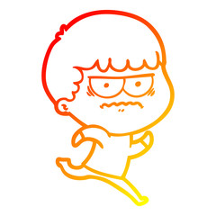 Obraz premium warm gradient line drawing cartoon annoyed man