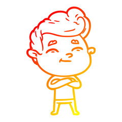 warm gradient line drawing happy cartoon man
