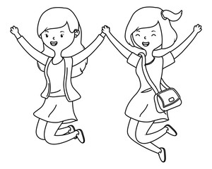 Teenager girls cartoons design vector illustrator