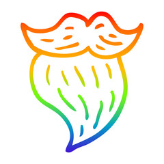 rainbow gradient line drawing cartoon mans facial brown beard