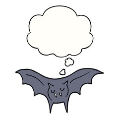 cartoon vampire bat and thought bubble