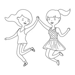 Teenager girls cartoons design vector illustrator