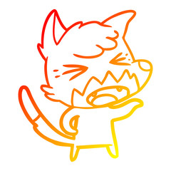 warm gradient line drawing angry cartoon fox