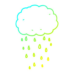 cold gradient line drawing cartoon rain cloud