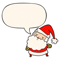 cartoon santa claus and speech bubble in comic book style