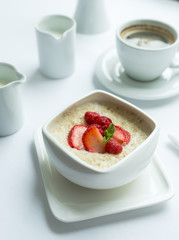 Healthy breakfast with oatmeal porridge