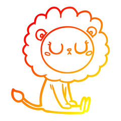 warm gradient line drawing cartoon lion