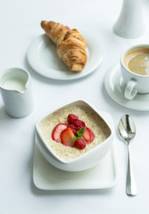 Healthy breakfast with oatmeal porridge