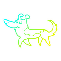 cold gradient line drawing cartoon dog