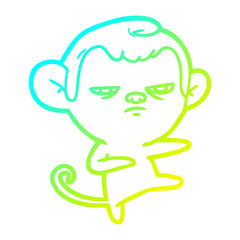 cold gradient line drawing cartoon annoyed monkey