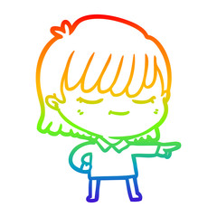 rainbow gradient line drawing cartoon woman