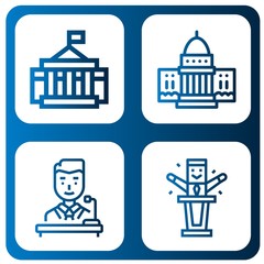 Set of politics icons such as White house, Politician , politics