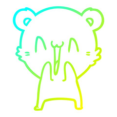 cold gradient line drawing happy bear cartoon