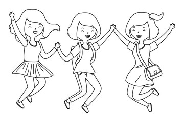 Teenager girls cartoons design vector illustrator