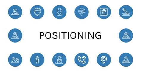 Set of positioning icons such as Location, Highway, Place, Marker , positioning