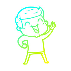 cold gradient line drawing cartoon man laughing